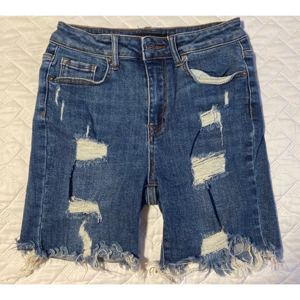 risen shorts risen jeans denim Bermuda jean shorts stretchy womens small 2 - 4